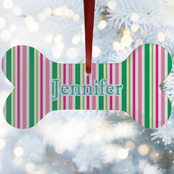 Grosgrain Stripe Ceramic Dog Ornament w/ Name or Text