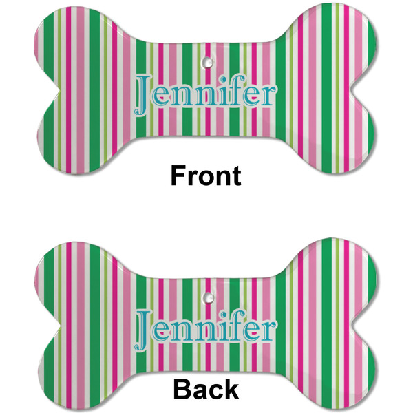 Grosgrain Stripe Ceramic Flat Ornament - Bone Front & Back (APPROVAL)