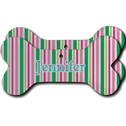 Grosgrain Stripe Ceramic Dog Ornament - Front & Back w/ Name or Text