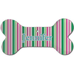 Grosgrain Stripe Ceramic Dog Ornament - Front w/ Name or Text