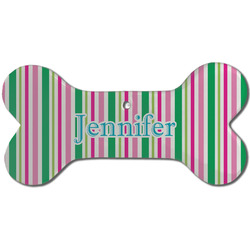 Grosgrain Stripe Ceramic Dog Ornament - Front w/ Name or Text