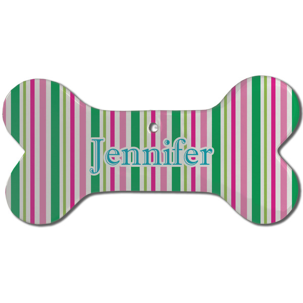 Grosgrain Stripe Ceramic Flat Ornament - Bone Front