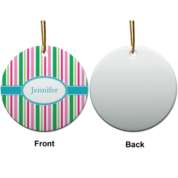 Grosgrain Stripe Ceramic Flat Ornament - Circle Front & Back (APPROVAL)