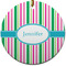 Grosgrain Stripe Round Ceramic Ornament w/ Name or Text
