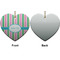 Grosgrain Stripe Ceramic Flat Ornament - Heart Front & Back (APPROVAL)