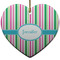 Grosgrain Stripe Heart Ceramic Ornament w/ Name or Text