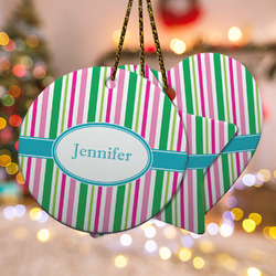 Grosgrain Stripe Ceramic Ornament w/ Name or Text