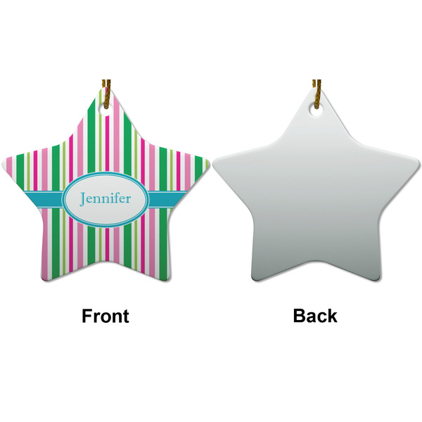 Grosgrain Stripe Ceramic Flat Ornament - Star Front & Back (APPROVAL)