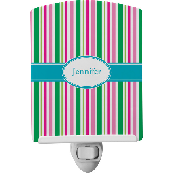Custom Grosgrain Stripe Ceramic Night Light w/ Name or Text