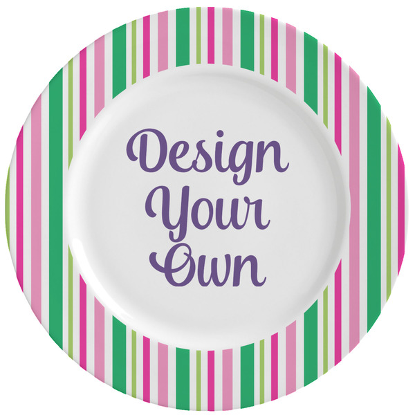 Custom Grosgrain Stripe Ceramic Dinner Plates (Set of 4) (Personalized)