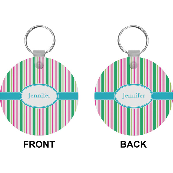Grosgrain Stripe Circle Keychain (Front + Back)