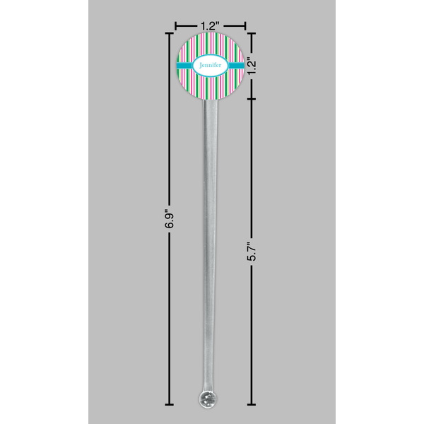 Grosgrain Stripe Clear Plastic 7" Stir Stick - Round - Dimensions