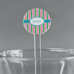 Grosgrain Stripe 7" Round Plastic Stir Sticks - Clear (Personalized)