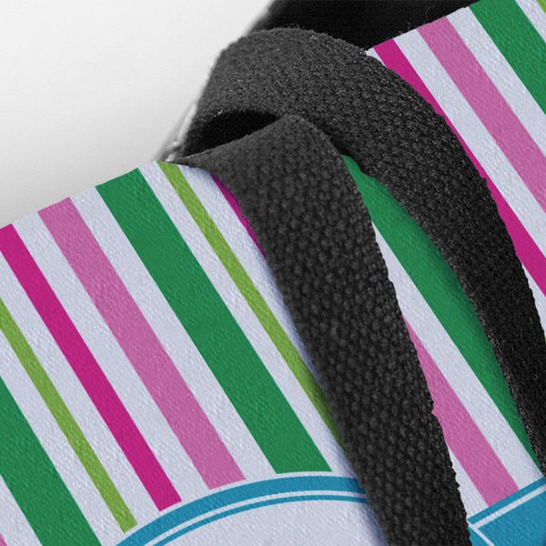 Grosgrain Stripe Closeup of Tote w/Black Handles