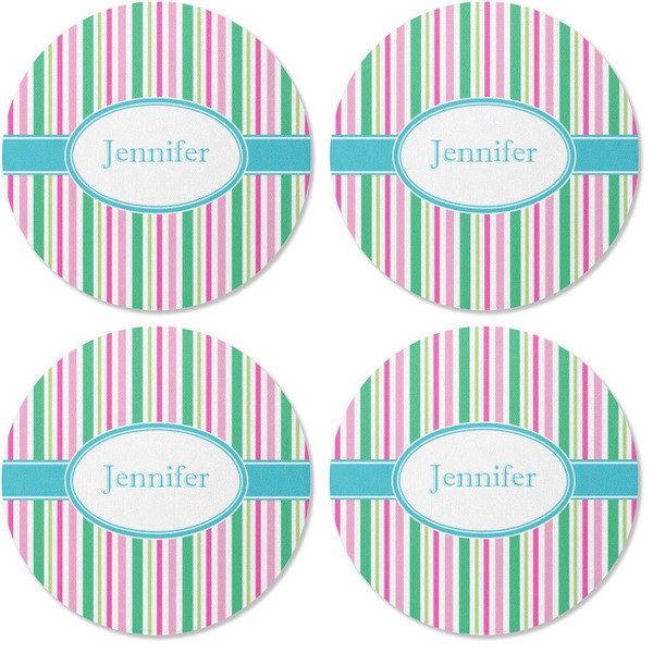 Grosgrain Stripe Coaster Round Rubber Back - Apvl