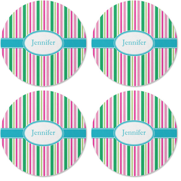 Grosgrain Stripe Coaster Round Rubber Back - Apvl