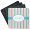Grosgrain Stripe Square Rubber Backed Coasters - Set of 4 (Personalized)