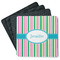 Grosgrain Stripe Square Rubber Backed Coasters - Set of 4 (Personalized)