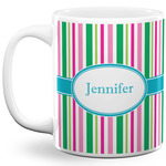 Grosgrain Stripe 11 Oz Coffee Mug - White (Personalized)