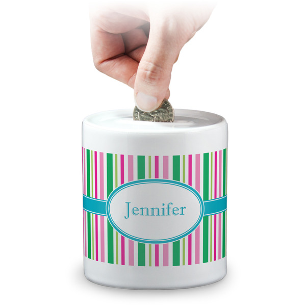 Custom Grosgrain Stripe Coin Bank (Personalized)