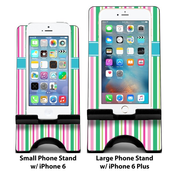 Grosgrain Stripe Compare Phone Stand Sizes - with iPhones