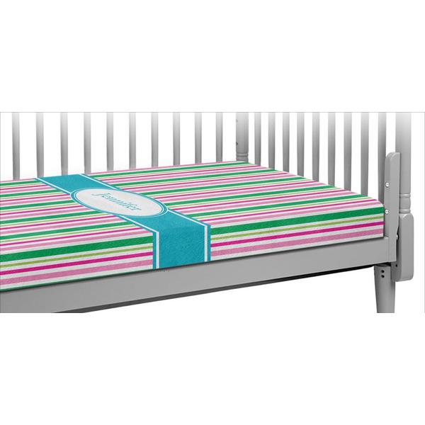 Custom Grosgrain Stripe Crib Fitted Sheet (Personalized)