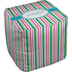 Grosgrain Stripe Cube Pouf Ottoman - 13" (Personalized)