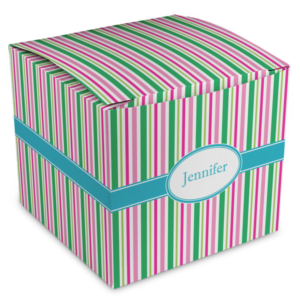 Custom Grosgrain Stripe Cube Favor Gift Boxes (Personalized)