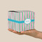Grosgrain Stripe Cube Favor Gift Box - On Hand - Scale View