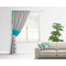 Grosgrain Stripe Curtain With Window and Rod - in Room Matching Pillow