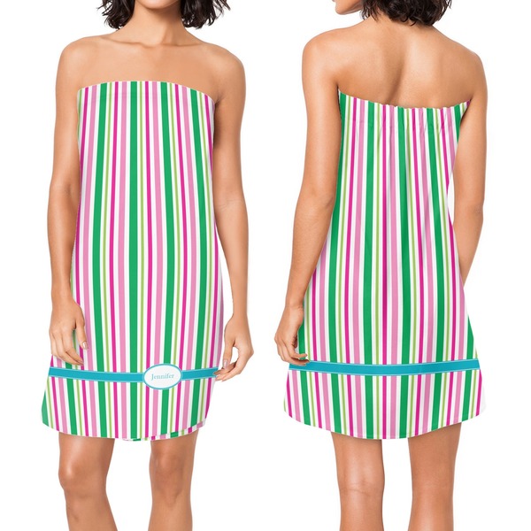 Grosgrain Stripe Custom Bath Wrap - Front & Back View