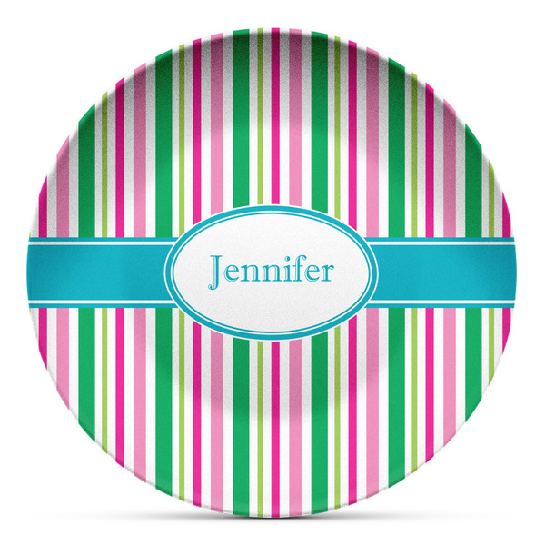 Custom Grosgrain Stripe Microwave Safe Plastic Plate - Composite Polymer (Personalized)