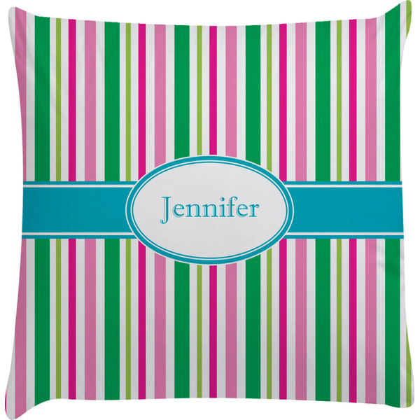 Custom Grosgrain Stripe Decorative Pillow Case w/ Name or Text