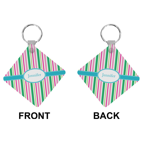 Grosgrain Stripe Diamond Keychain (Front + Back)