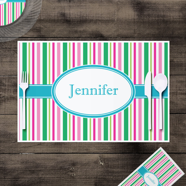 Grosgrain Stripe Disposable Paper Placemat - In Context