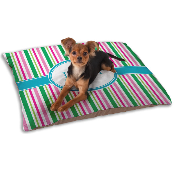 Custom Grosgrain Stripe Dog Bed - Small w/ Name or Text