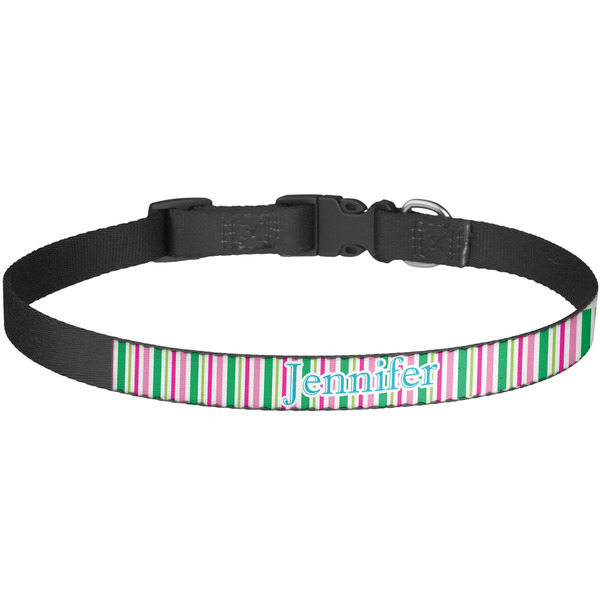 Custom Grosgrain Stripe Dog Collar - Large (Personalized)