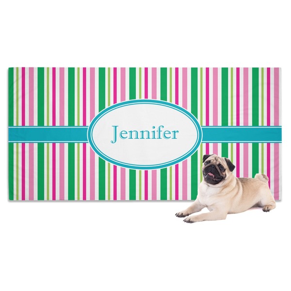 Custom Grosgrain Stripe Dog Towel (Personalized)