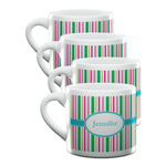 Grosgrain Stripe Double Shot Espresso Cups - Set of 4 (Personalized)