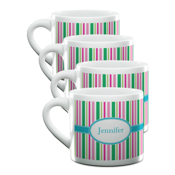 Custom Grosgrain Stripe Double Shot Espresso Cups - Set of 4 (Personalized)