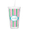 Grosgrain Stripe Double Wall Tumbler with Straw (Personalized)