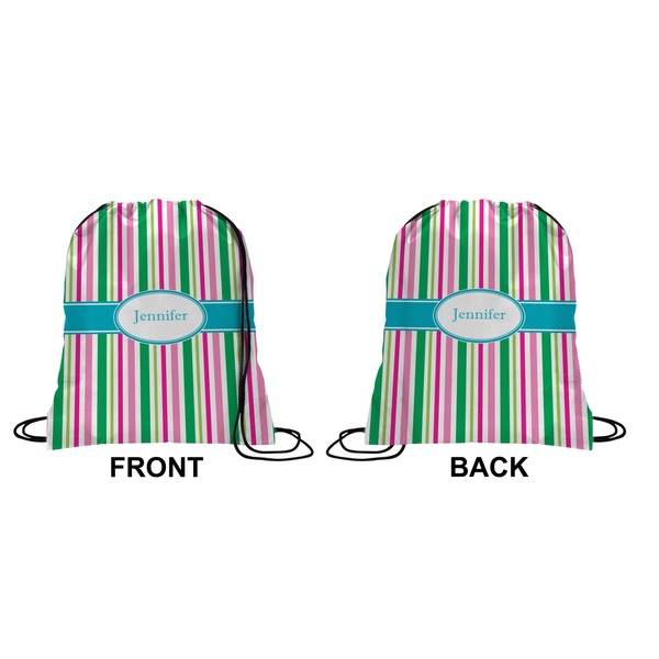Grosgrain Stripe Drawstring Backpack Front & Back Small