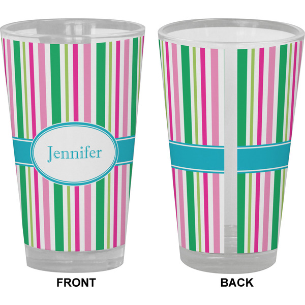 Grosgrain Stripe Pint Glass - Full Color - Front & Back Views