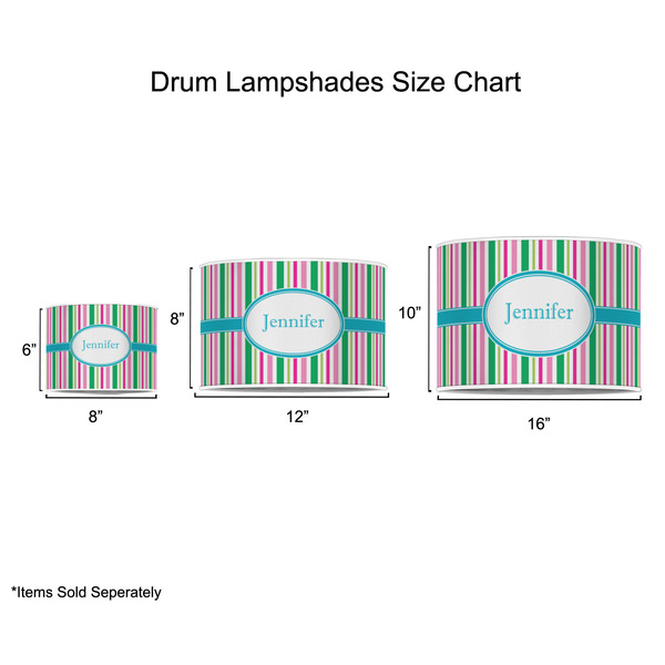 Grosgrain Stripe Drum Lampshades - Sizing Chart