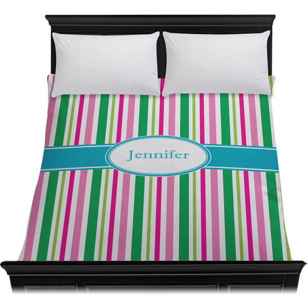 Grosgrain Stripe Duvet Cover - Queen - On Bed - No Prop