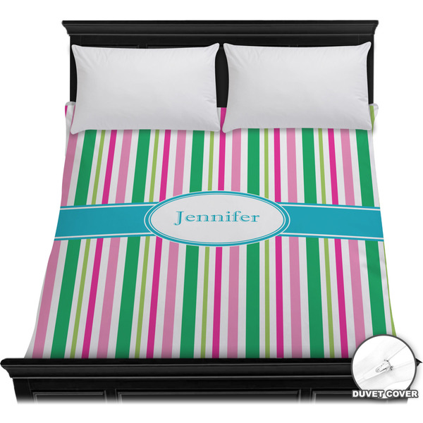 Custom Grosgrain Stripe Duvet Cover - Full / Queen (Personalized)