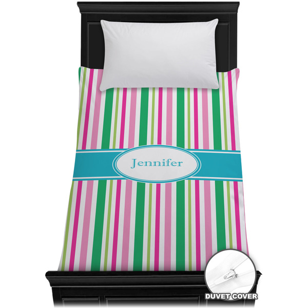Custom Grosgrain Stripe Duvet Cover - Twin XL (Personalized)