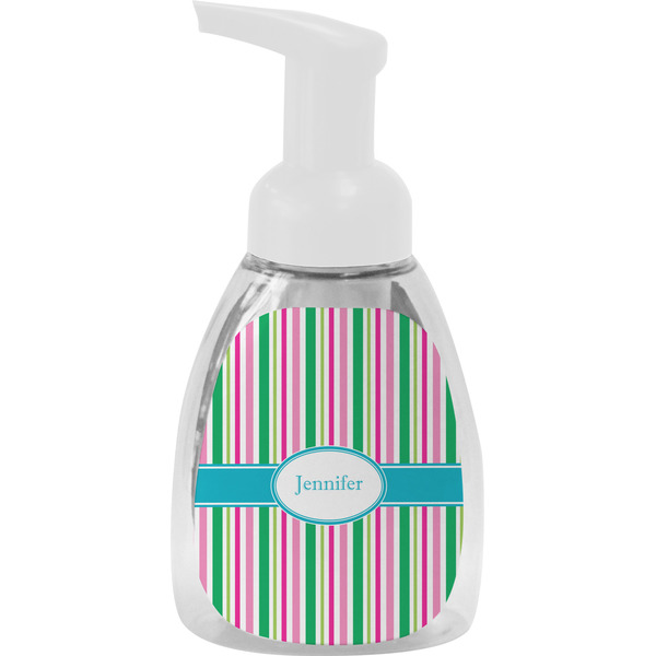 Custom Grosgrain Stripe Foam Soap Bottle - White (Personalized)