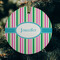 Grosgrain Stripe Frosted Glass Ornament - Round (Lifestyle)