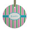 Grosgrain Stripe Frosted Glass Ornament - Round